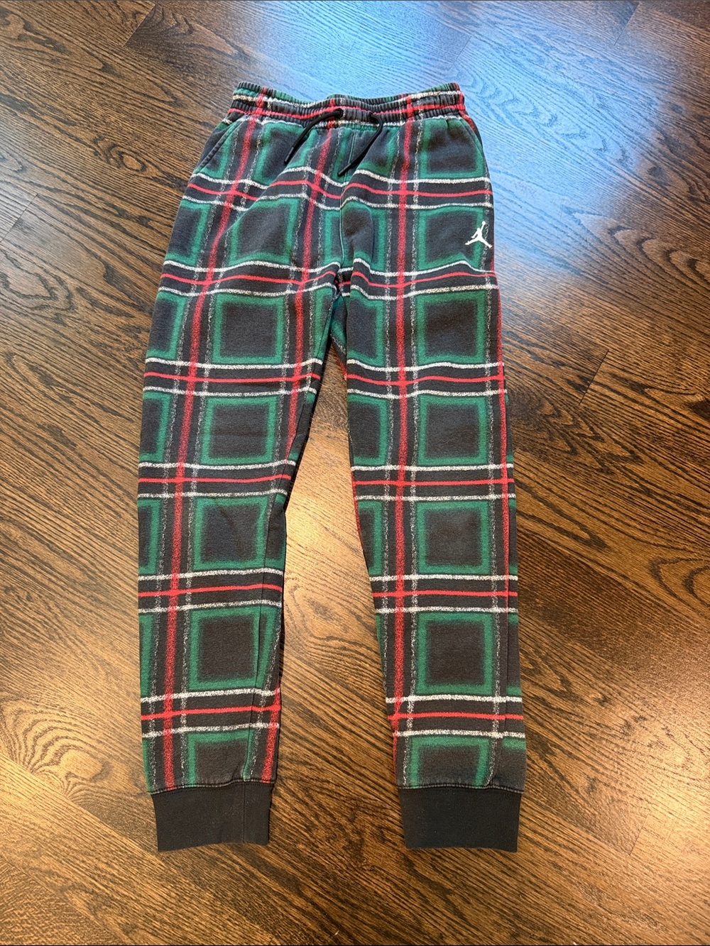 Jordan Green and Red Plaid Fleece-Lined Lounge Pants